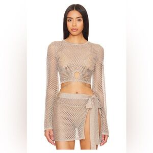 House of Harlow 1960 x REVOLVE Sana Metallic Open Stitch Top & Tie Skirt